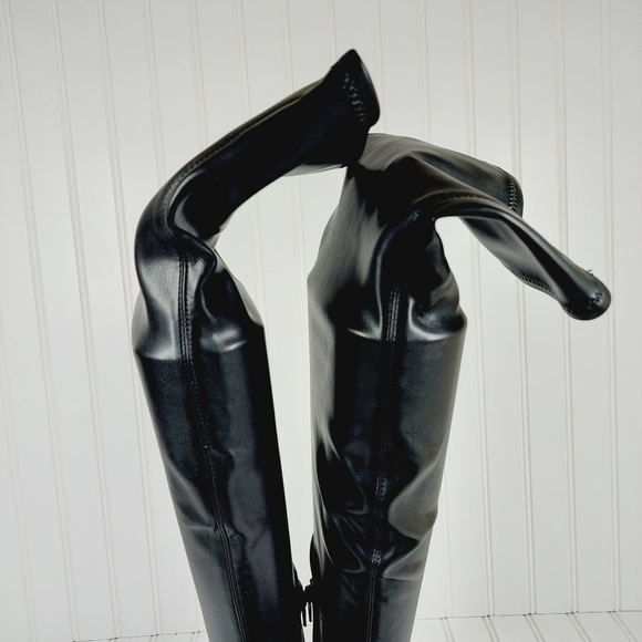 New Open Edit Kami Pointed Toe Over the Knee Black Stilletto Heel Boot K399 - Picture 7 of 15